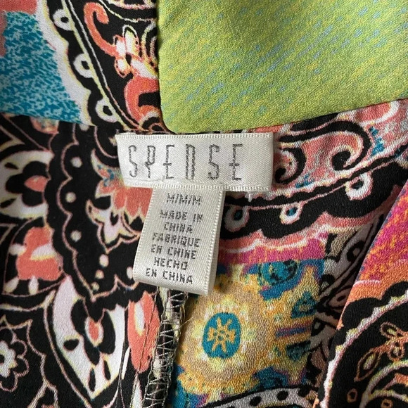 SPENSE | Women’s Boho Colorful Sharkbite Hem Paisley Print Patchwork Size M - Picture 7 of 8